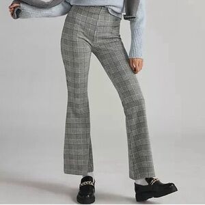 Anthropologie Maeve black white houndstooth cropped kick flare pants M Margot